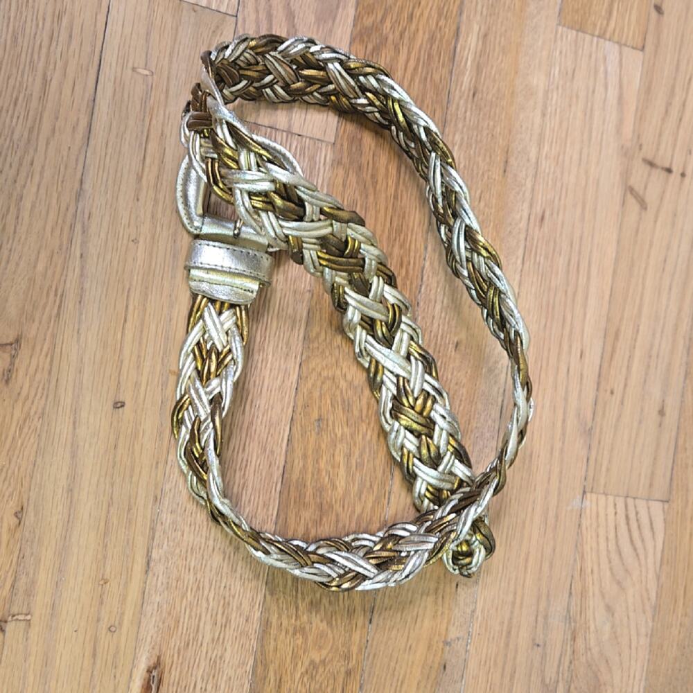 Vintage Metallic Braided faux leather belt size M/L - Picture 6 of 7
